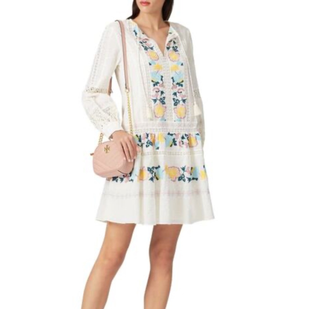 Tory Burch Embroidered Boho Dress Women's L